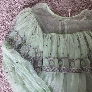 Free People Mesh Sheer long Sleeve blouse